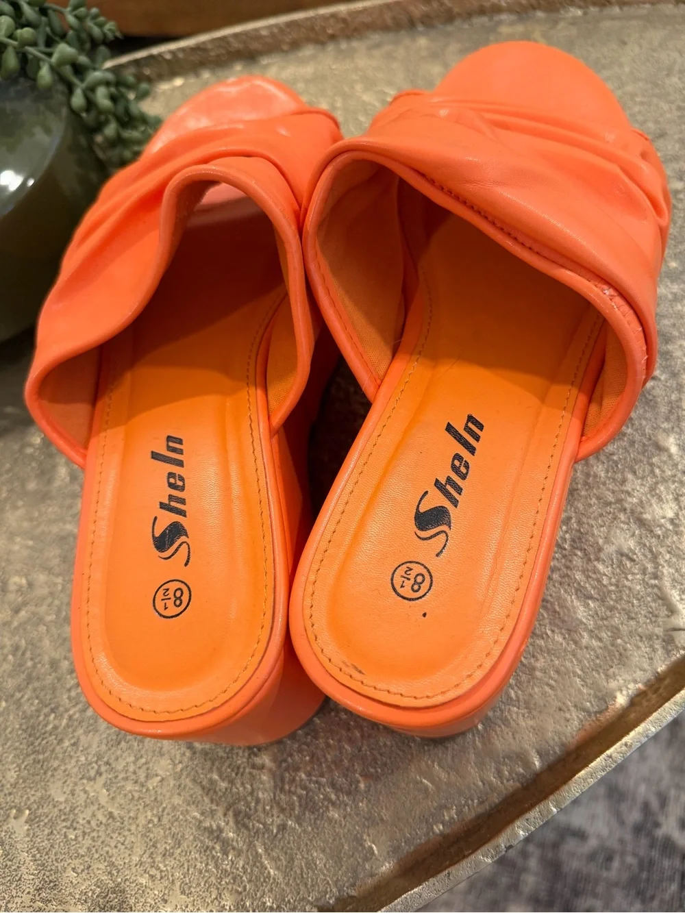 SHEIN Vintage Orange Platform Slide Sandals - Women's Fashion Wedge